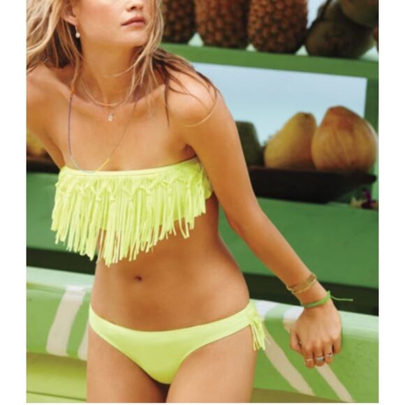 Victoria's Secret Neon Yellow the classic itsy fringe bikini bottoms - Picture 2 of 6